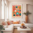 Ver imagem 1 de Quadro Canvas Barcelona Flores Plantas 40x30cm Mold Branca