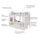 Ver imagem 3 de Beliche Infantil com Janela Gavetas e Cortina Madeira Maciça Branco/ Rosa Housin