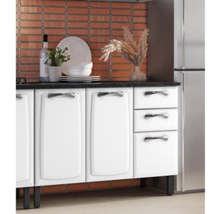 Balcão em Aço 120cm 3 Portas e 2 Gavetas com Tampo New Premium Itatiaia
