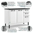 Ver imagem 6 de Balcão de Cozinha em Aço 3 Portas e 2 Gavetas com Tampo 120cm New Premium Itatiaia Branco