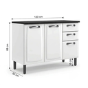 Ver imagem 4 de Balcão de Cozinha em Aço 3 Portas e 2 Gavetas com Tampo 120cm New Premium Itatiaia Branco