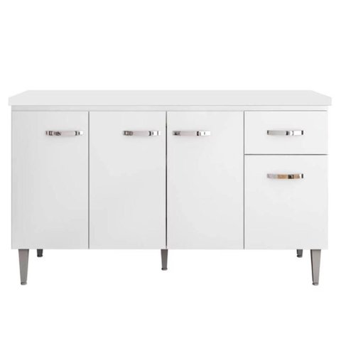 Balcão Pia Gabriela 150cm Branco com Tampo Mdp - Ajl Móveis Branco
