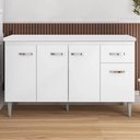 Ver imagem 3 de Balcão Pia Gabriela 150cm Branco com Tampo Mdp - Ajl Móveis Branco