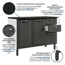 Ver imagem 6 de Balcão de Cozinha em Aço 3 Portas 2 Gavetas 120cm com Tampo New Premium Itatiaia Cinza Grafite/Branco