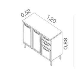 Balcão em Aço 120cm 3 Portas e 2 Gavetas com Tampo New Premium Itatiaia - 5