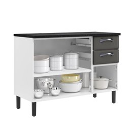 Balcão em Aço 120cm 3 Portas e 2 Gavetas com Tampo New Premium Itatiaia - 3
