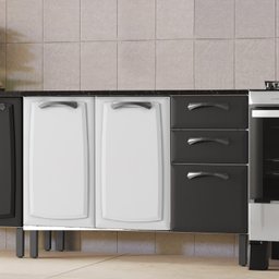 Balcão em Aço 120cm 3 Portas e 2 Gavetas com Tampo New Premium Itatiaia - 2