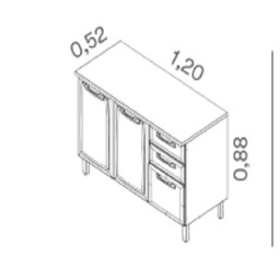 Balcão em Aço 120cm 3 Portas e 2 Gavetas com Tampo New Premium Itatiaia - 5