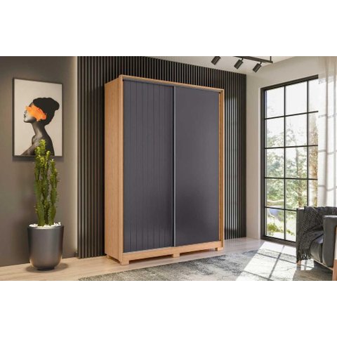 Guarda Roupa Frizatto Casal 2 Portas de Correr e 3 Gavetas - Freijó Titanium Flex - Albatroz