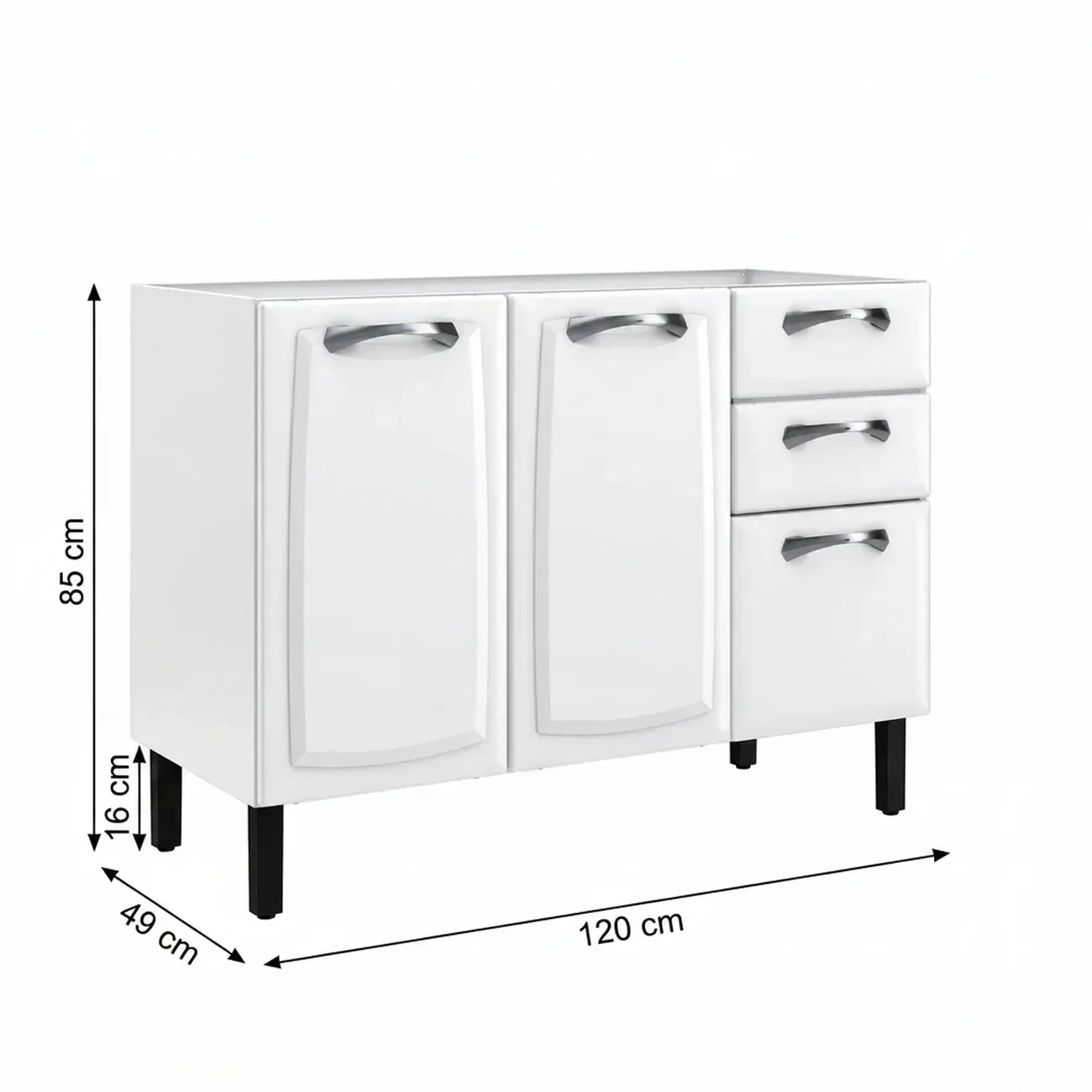 Ver imagem 4 de Balcão de Cozinha em Aço 3 Portas e 2 Gavetas 120cm sem Tampo New Premium Itatiaia Branco