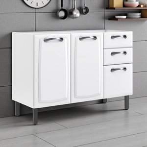 Balcão em Aço 3 Portas e 2 Gavetas 120cm para Pia sem Tampo New Premium Itatiaia