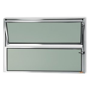 Janela Basculante de Alumínio 40x100cm com Vidro Boreal Anodizado Master Brimak