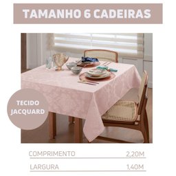 Toalha Mesa Jacar Retangular 6 Lugares Rosê Estampada Prime - 2
