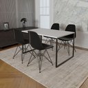 Ver imagem 1 de Mesa Industrial Base Ferro Preto Tampo 137X90 Branco 4 Cadeiras Ferro Preto Assento Preto Branco