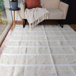 Tapete Peludo Algodão Sala Quarto Lines Cru 2,00 X 2,50 - 3