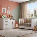 Ver imagem 1 de Conjunto de Bebê com Berço Evolutivo e Cômoda 4 Gavetas Casulo Casatema MadeiraOriginals Branco