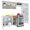Ver imagem 2 de Cozinha Modulada Completa Madri 225cm 4 Peças 9 Portas 1 Gaveta Mdp Branco Canelado - Clicklar