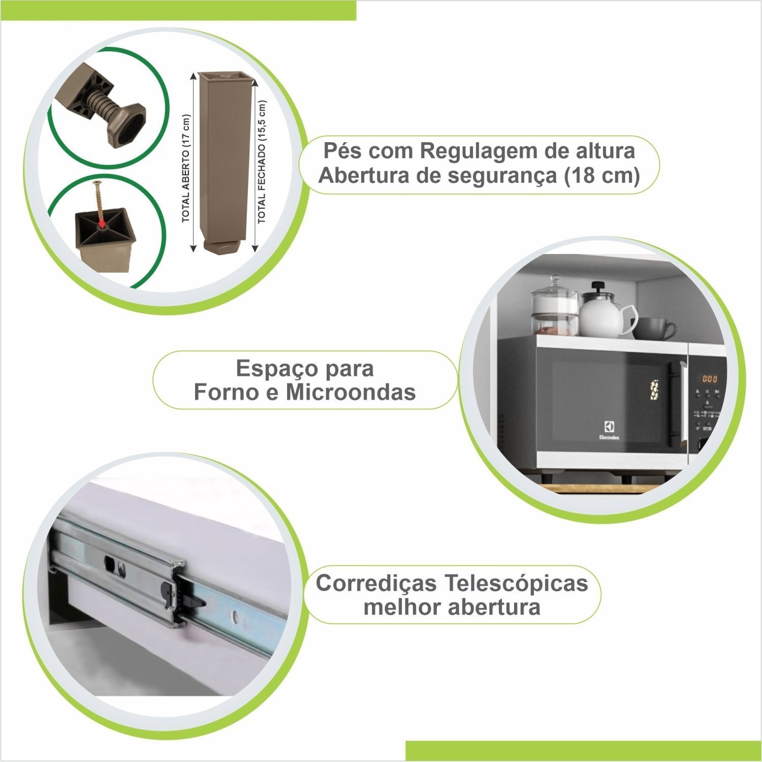 Armário de Cozinha 8 Portas 2 Gavetas Zurique Sallêto Móveis - 5