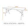 Mesa Dobrável 180Cm 4 Lugares Portatil Polietileno Atacama  - 2