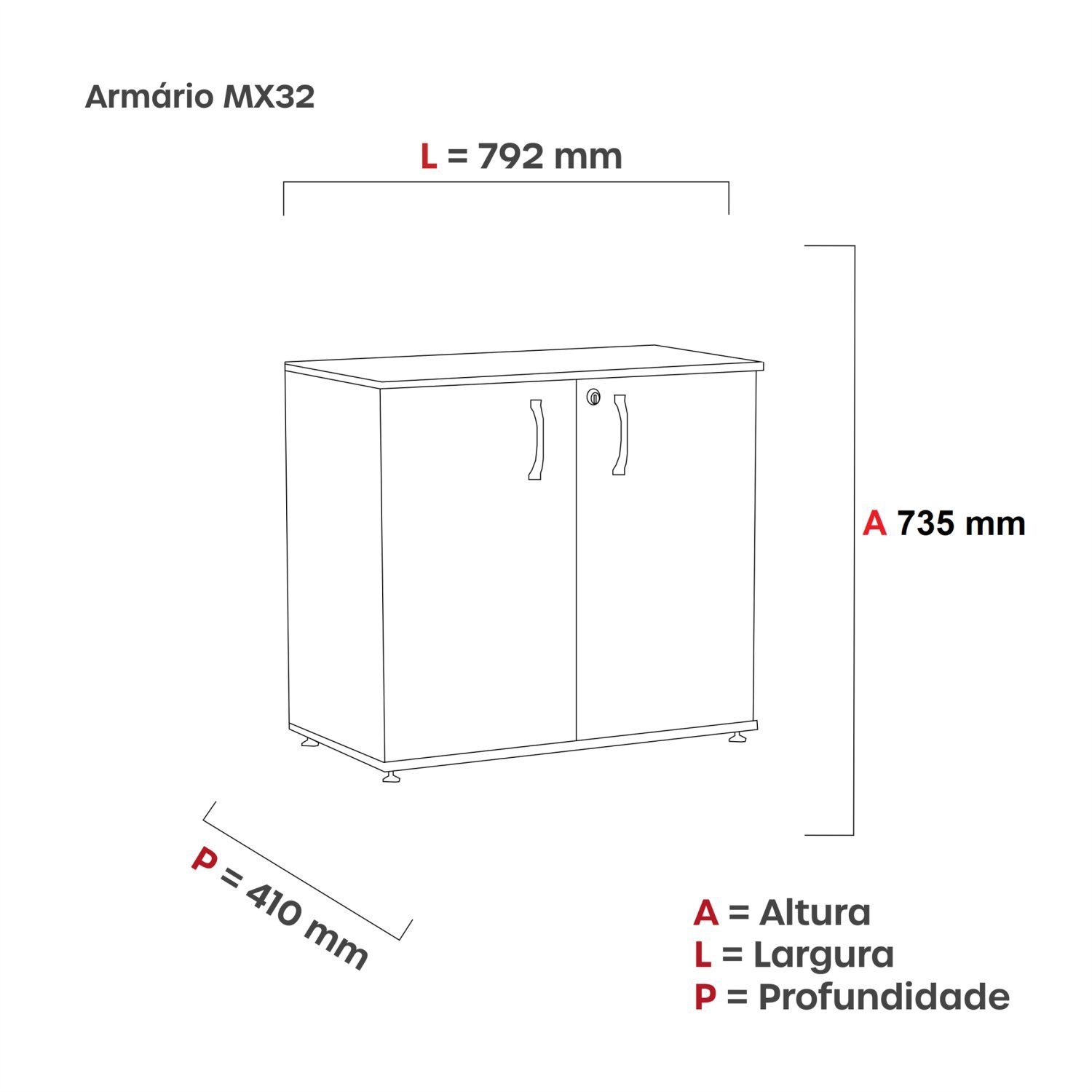 Armário Baixo 2 Portas Pivot AB700P25  - 4