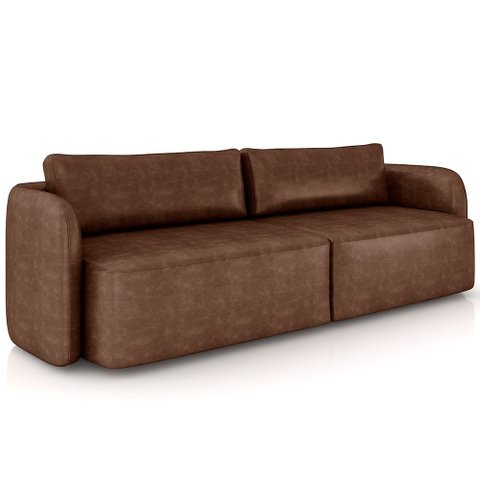 Sofá 3 Lugares Sala Living Orgânico 240cm Oregon K01 Couríssimo Marrom - Lyam Decor