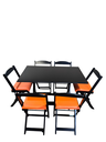 Ver imagem 1 de Conjunto de Mesa Bar 120x70 com 6 Cadeiras Dobrável Estofado Laranja