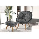 Ver imagem 1 de Poltrona+puff Sênior Suede Premium com Pés de Madeira:grafite