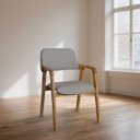 Ver imagem 2 de Kit 4 Cadeiras de Jantar Ruth Estrutura em Madeira Maciça Estilo Retrô Linho Cinza