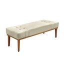 Ver imagem 1 de Divã Recamier Banco Base Madeira para Quarto Gênova 90cm Veludo S04 - D'Rossi Cor Bege