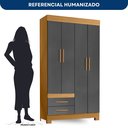 Ver imagem 3 de Roupeiro Guarda Roupa New Recife 4 Portas 2 Gavetas com Cabideiro com Pés em Pvc - Freijó/grafite