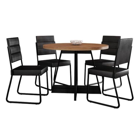Conjunto Sala de Jantar 4 Cadeiras Malta Carraro Preto
