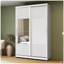 Ver imagem 1 de Guarda-roupa Solteiro com Espelho 2 Portas Correr 3 Gavetas 150cm Multimóveis Cr35399 Branco