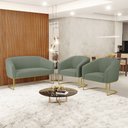 Ver imagem 2 de Namoradeira e 2 Poltronas Industrial Dourado Stella Bouclê Menta D03 - D'Rossi