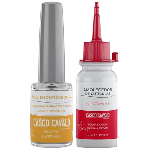 Kit 1 Base Endurecedora 8ml + 1 Amolecedor de Cutículas 30ml Casco Cavalo