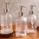 Ver imagem 2 de Porta Sabonete Líquido de Vidro Lyor 380ml para Bancada de Banheiro Suporte de Sabão Sortido