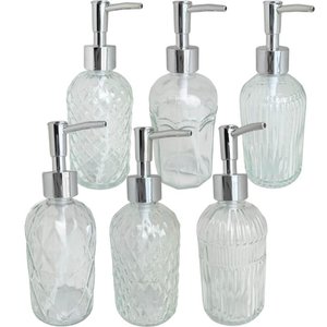 Porta Sabonete Líquido de Vidro Lyor 380ml para Bancada de Banheiro Suporte de Sabão Sortido