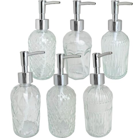 Porta Sabonete Líquido de Vidro Lyor 380ml para Bancada de Banheiro Suporte de Sabão Sortido