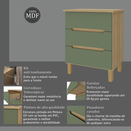 Mesa Cabeceira 3 Gavetas Logan - 8 Mesa Cabeceira 3 Gavetas Logan - 8