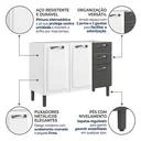 Ver imagem 6 de Balcão de Cozinha em Aço 3 Portas e 2 Gavetas sem Tampo 120cm New Premium Itatiaia Branco/Grafite