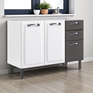 Balcão Cozinha em Aço 3 Portas e 2 Gavetas 120cm Sem Tampo New Premium Itatiaia 