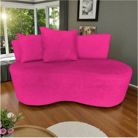 Namoradeira Sofá 2 Lugares Yara Orgânica Veludo Rosa Pink