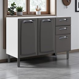 Balcão em Aço 3 Portas e 2 Gavetas 120cm para Pia sem Tampo New Premium Itatiaia - 2