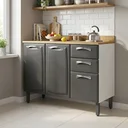 Ver imagem 1 de Balcão de Cozinha em Aço 3 Portas 2 Gavetas 120cm sem Tampo New Premium Itatiaia Cinza Grafite/Branco