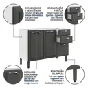Ver imagem 7 de Balcão de Cozinha em Aço 3 Portas 2 Gavetas 120cm sem Tampo New Premium Itatiaia Cinza Grafite/Branco