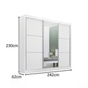 Ver imagem 3 de Guarda Roupa Cristal Casal 3 Portas Ripado sem Pés 6 Gavetas D' Doro Branco/ripado