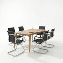 Ver imagem 2 de Kit 7 Peças com Mesa de Reunião e 6 Cadeiras Fixa Esteirinha Corino Espresso Móveis Marrom/Freijo/Preto