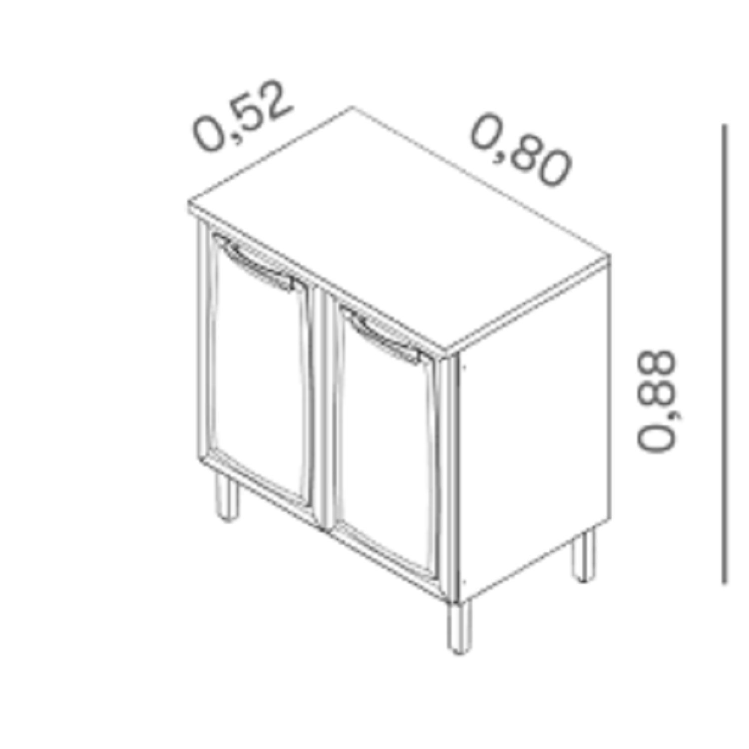 Balcão em Aço 80cm 2 Portas com Tampo New Premium  - 5