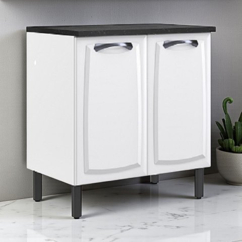 Balcão Cozinha em Aço 2 Portas 80cm com Tampo New Premium Itatiaia