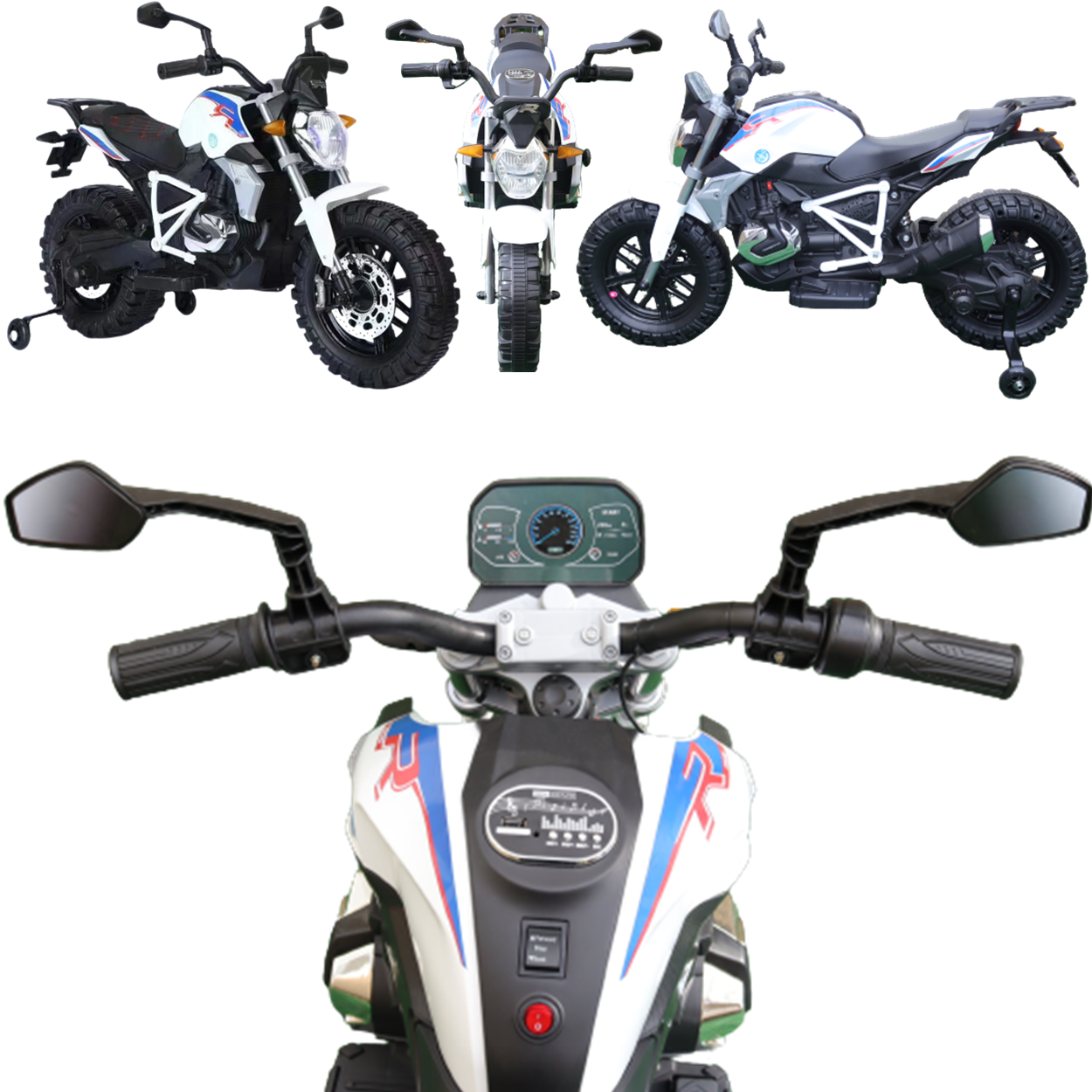 Moto Eletrica Infantil Shiny Toys Ducati Monster 12V Branca - 3