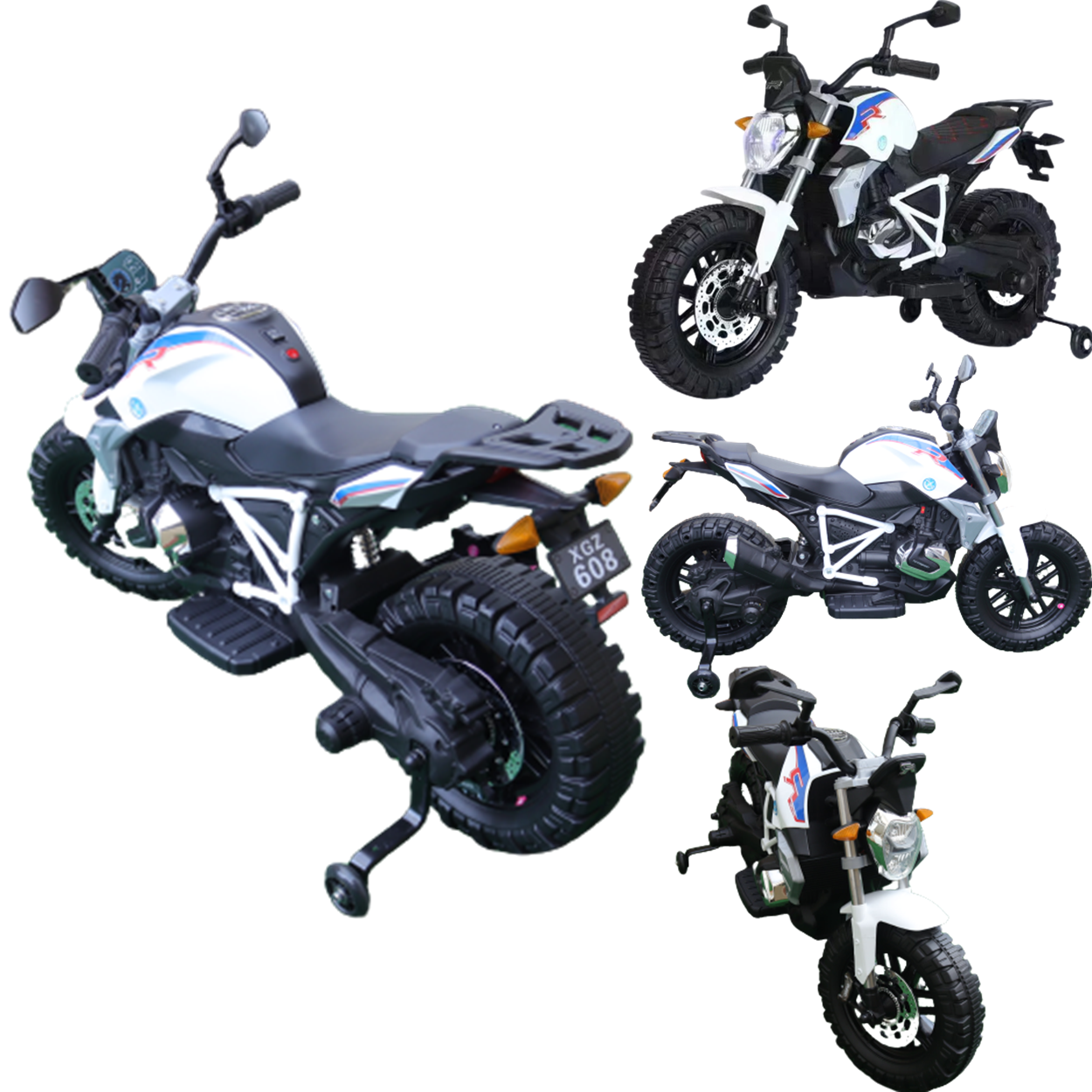 Moto Eletrica Infantil Shiny Toys Ducati Monster 12V Branca - 2
